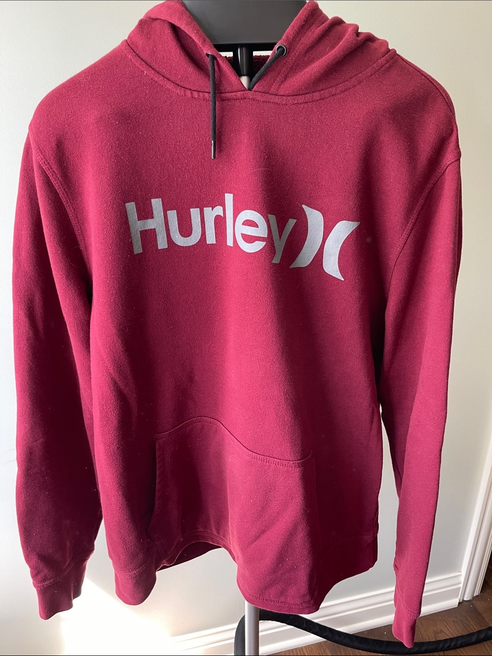 Hurley Men's Burgundy Crewneck Logo Hoodie